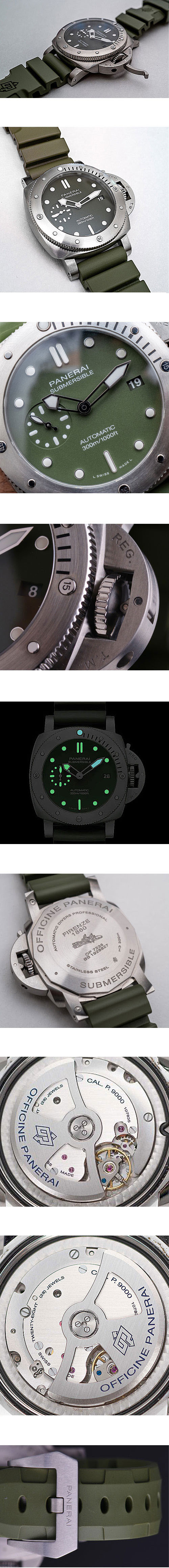 オンライン限定エディション PANERAI コピー時計 サブマーシブル ベルデ ミリターレ 42mm  夜光  スモールセコンド  デイト